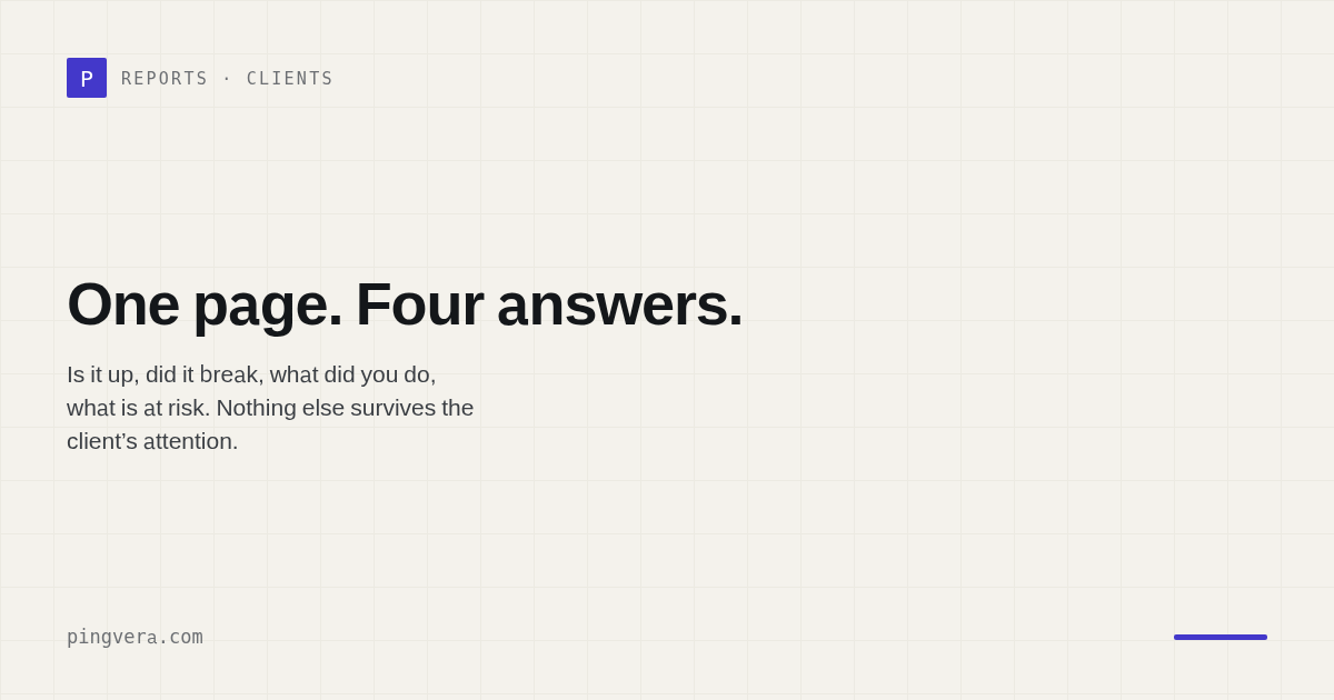 A Client Report They Will Actually Read: One Page, Four Answers