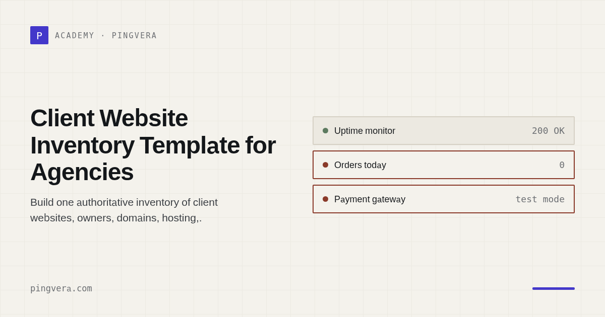 Client Website Inventory Template for Web Agencies