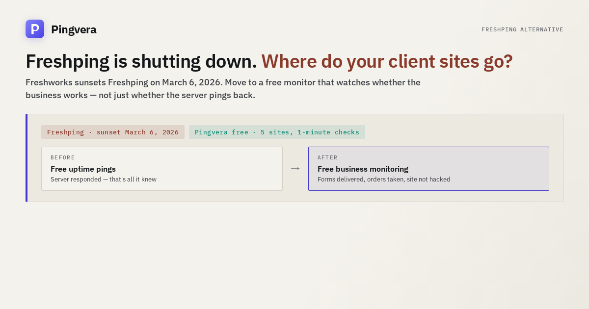 Freshping alternative for agencies: where does your client portfolio go when it shuts down?