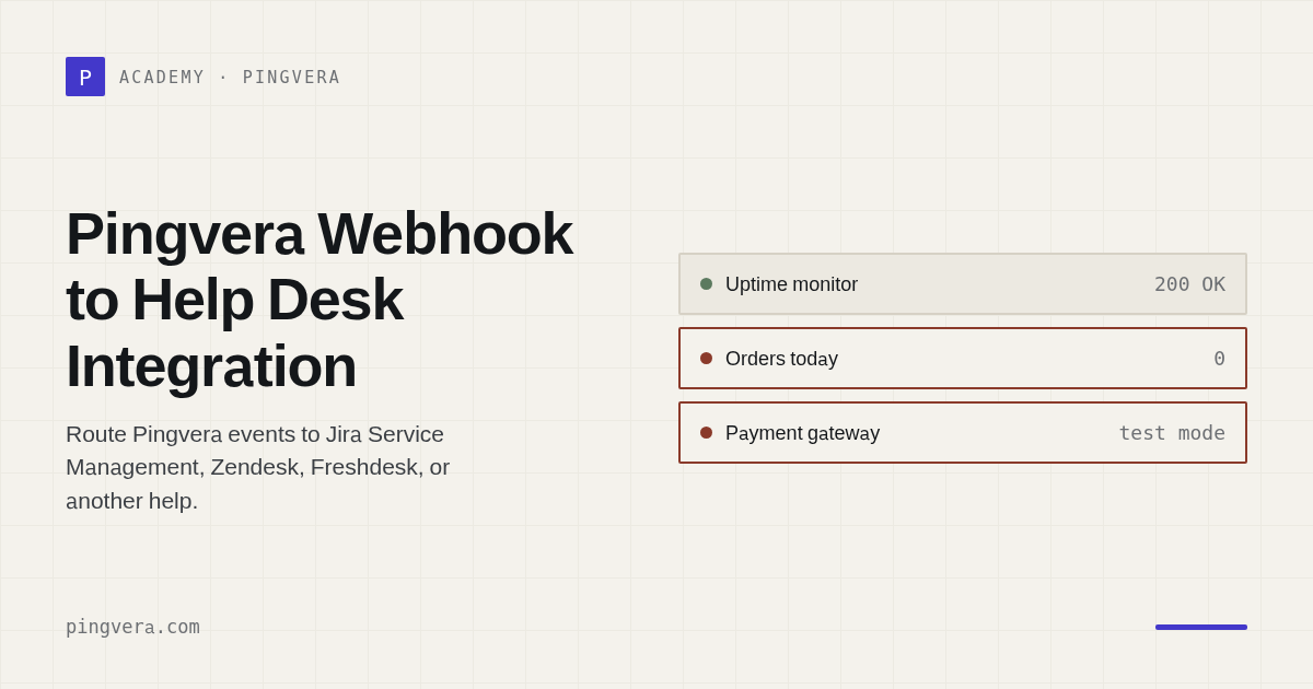Send Pingvera Events to a Help Desk with Webhooks