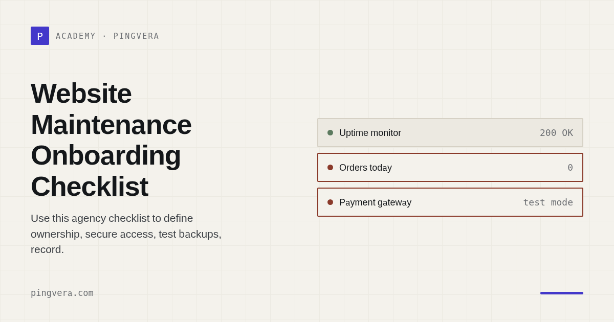 Website Maintenance Onboarding Checklist for Agencies
