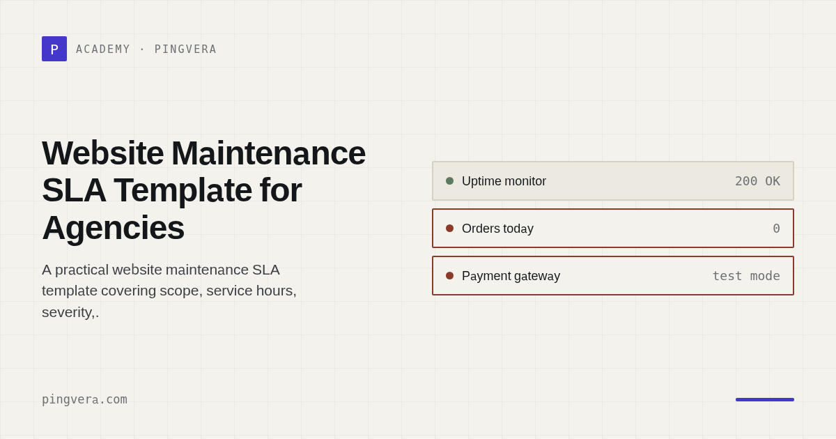 Website Maintenance SLA Template for Web Agencies