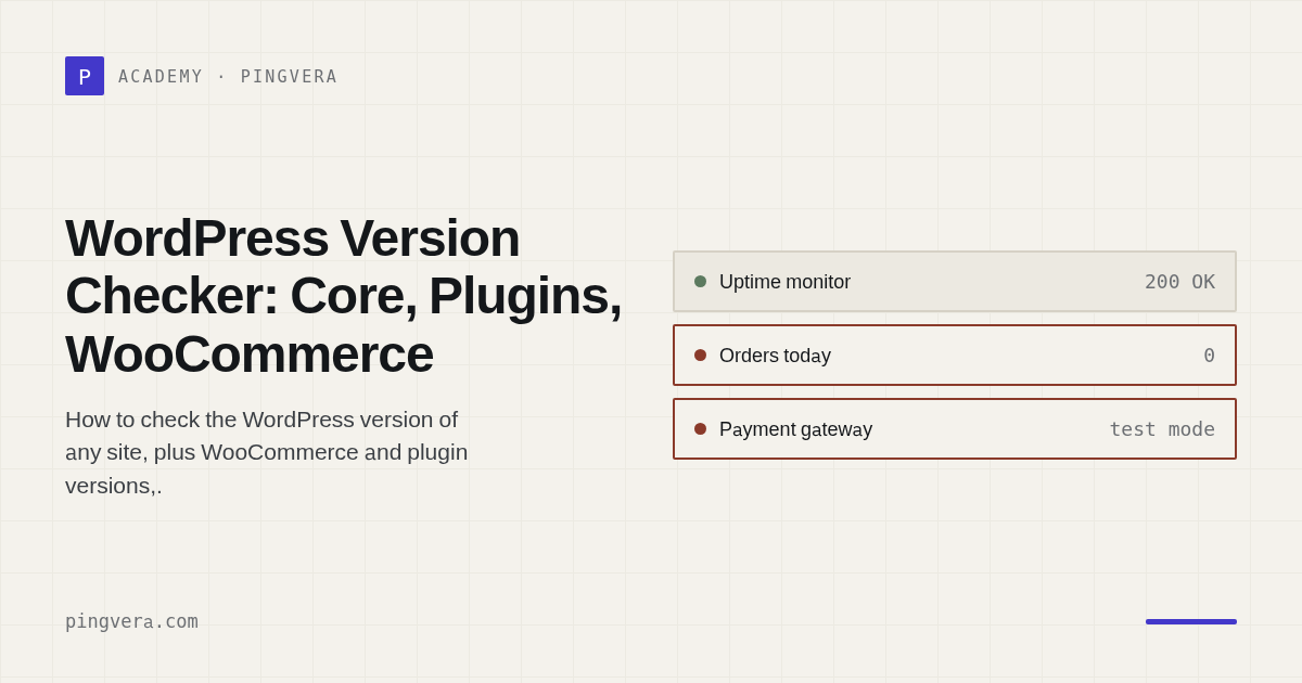 WordPress Version Checker: Find Core, WooCommerce and Plugin Versions Before Peak